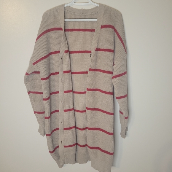 Yozy Tan and Rad Striped Long sweater Cardigan - Picture 7 of 8